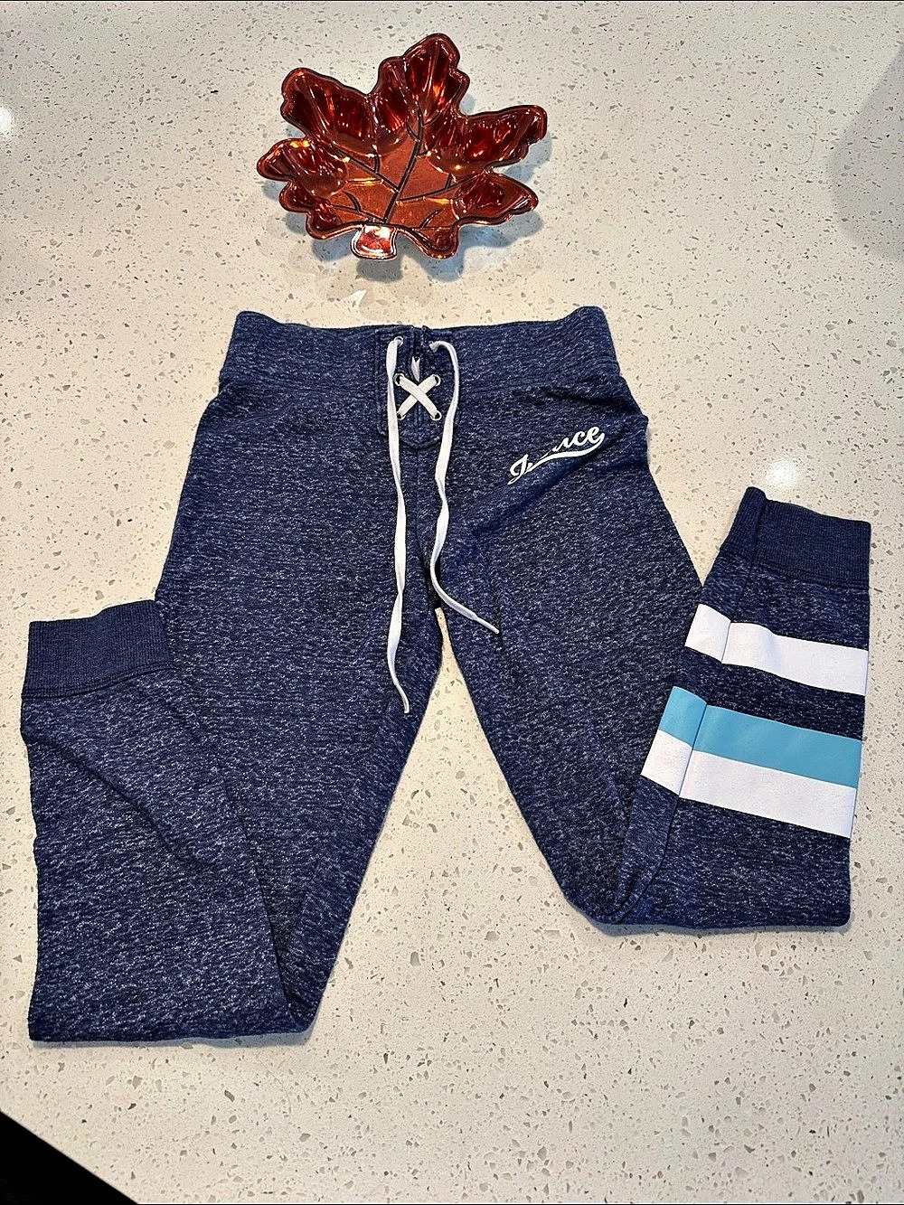 Justice Girls' Blue & White Color Block joggers Size 8